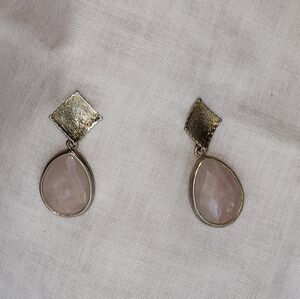 Sterling and Pink Quartz Stud - Drop Earrings